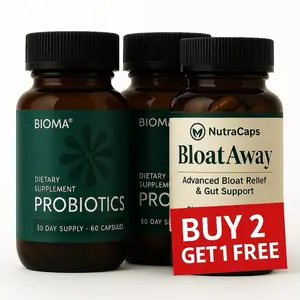Bioma Probiotics + NutraCaps BloatAway | Gut Health & Bloat Relief Bundle (2+1 Pack)