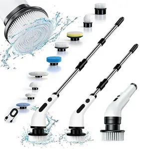 2026 Upgraded Cordless Spin Scrubber, 3-Speed, 9 Brush Heads, IPX7 Waterproof, Adjustable Handle, Multi-Surface Cleaning for Bathroom, Kitchen, Tub, Tile, Shower, Toilet, Car, Shower Cleaner, Tile Scrubber, Trending Home Cleaning Tool