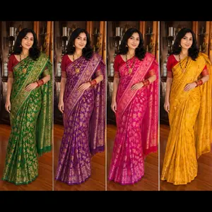 Women's Nepali-Indian Chic Saree Set with Stitched Blouse, Embroidery Floral Clothes Dress