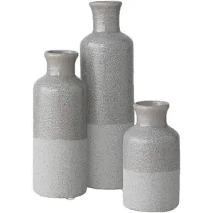 Sullivans Ceramic Gray Vase Set, Three (3) Grey Vases Home Décor, Gray Decorative Bottles, Gray Vases for Centerpieces Home Decoration CM2859 Sullivans