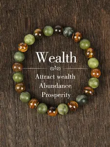 Tiger Eye Stone Bracelet Attracts Wealth Wealth Attraction Prosperity Abundance Elastic Band Elastic Fit Unisex Valentine's Day Mother's Day Father's Day Gift Choice, Asymmetrical Design Alloy Material