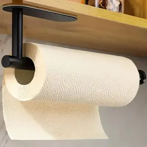Small Space Organizer, 1pc Wall-mounted Punch-free Paper Towel Holder, Tissue Dispenser, Space-saving Kitchen Organizer, Stainless Steel Roll Paper Holder, Bathroom Accessory, Bathroom Organizing Accessories kitchenware