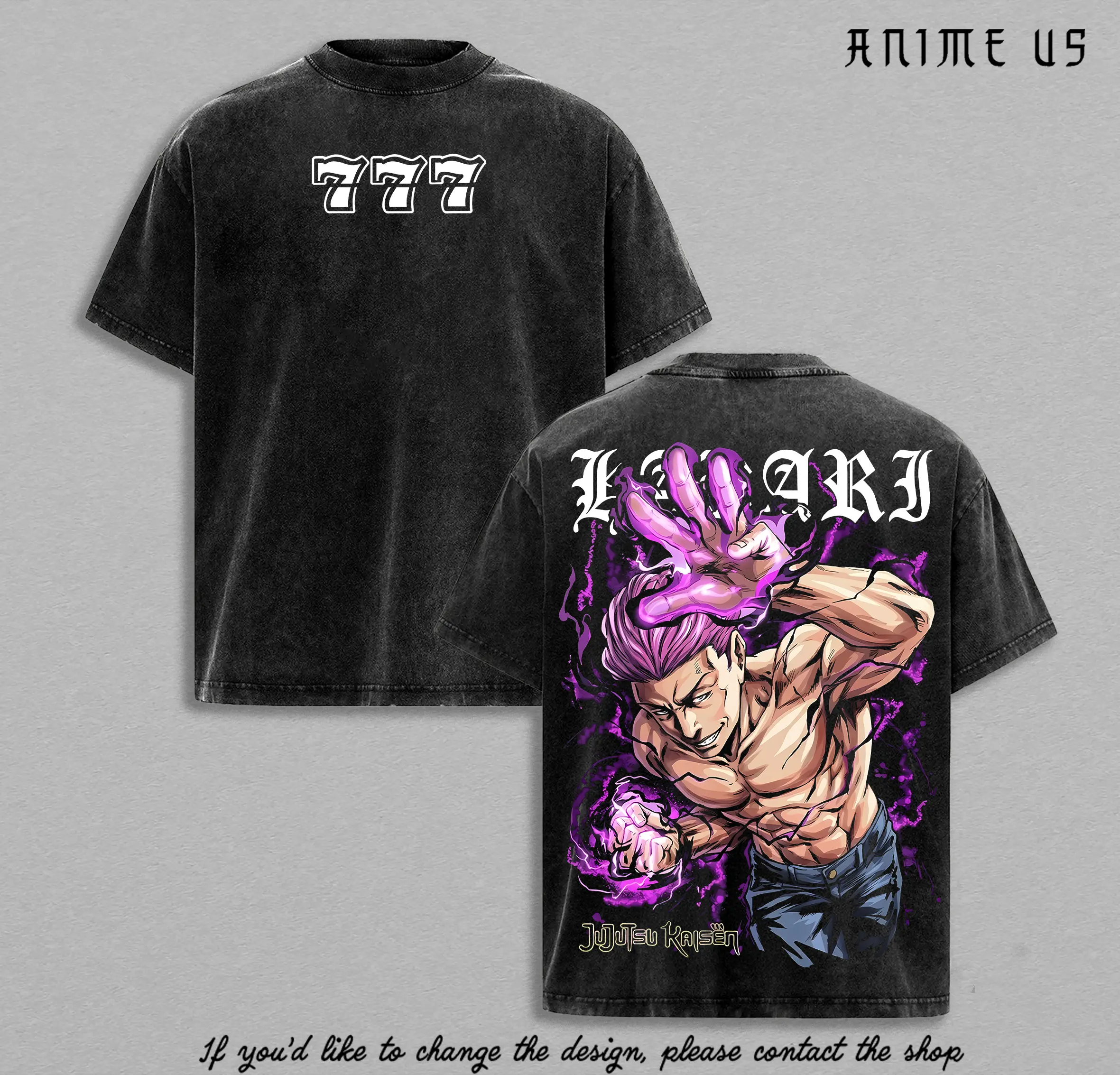 Kinji Hakari 777 Jackpot Shirt Jujutsu Kaisen Anime Vintage Washed Oversized Tee Lucky Gambler Cursed Energy Graphic Streetwear