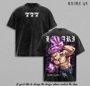 Kinji Hakari 777 Jackpot Shirt Jujutsu Kaisen Anime Vintage Washed Oversized Tee Lucky Gambler Cursed Energy Graphic Streetwear