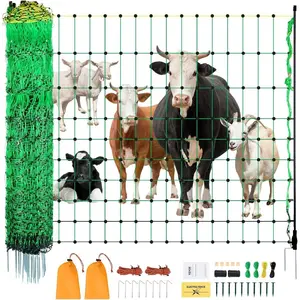 VEVOR Electric Fence Netting, 42Hx 164'L, PE Net Fencing with Posts and Double-Spiked Stakes, Utility Portable Mesh for Goats, Sheep, Lambs, Deer, Hogs, Dogs, for Farms, Backyards and RanchesVEVOR Super Brand Day
