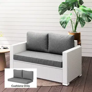 2 Seat Patio Furniture Cushions, 46x26x5 in, Thick Outdoor Loveseat Cushion Set with Removable Cover, Fade-Resistant Replacement Cushions for Outdoor Furniture, Couch, Bench, Swing, Gray