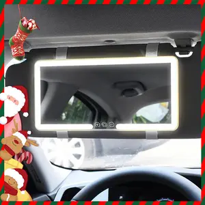 Car Sun Visor Makeup Mirror, LED Touch Adjustable Brightness, HD Auto Interior Mirror, Rechargeable Vanity Mirror, Girly Car Accessories