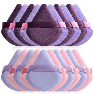 Triangle Puffs, Makeup Sponge Set 20 Pieces, Cosmetic Applicators for Foundation, Powder, Blush Large Pack (Purple)