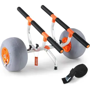 VEVOR Heavy Duty Kayak Cart, 350lbs Load Capacity, Detachable Canoe Trolley with 13'' Beach Wheels, Adjustable Carrier Width Nonslip Support Foot, for Kayaks Canoes Paddleboards Float Mats Jon BoatsVEVOR Super Brand Day