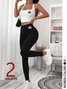 Women's Casual Sports Halter Top & Tight Long Pants Set, Comfortable Soft Fabric, Slimming Design, Perfect for Outdoor, Shopping, Leisure, Summer