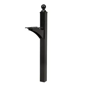 56.4 in. Landover Powder Coated Aluminum & Steel Mailbox Post, Black