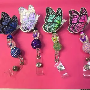 Resin Butterfly Badgereels on Alligator Clips