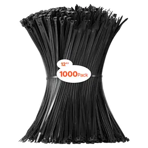 VEVOR 1000 Pack Cable Zip Ties,  12-inch Heavy Duty Cable Wire Ties with 50LBS High Tensile Strength, Multi-Purpose Self-Locking Nylon Tie Wraps, Heat & Cold Resistant for Indoor and Outdoor Use