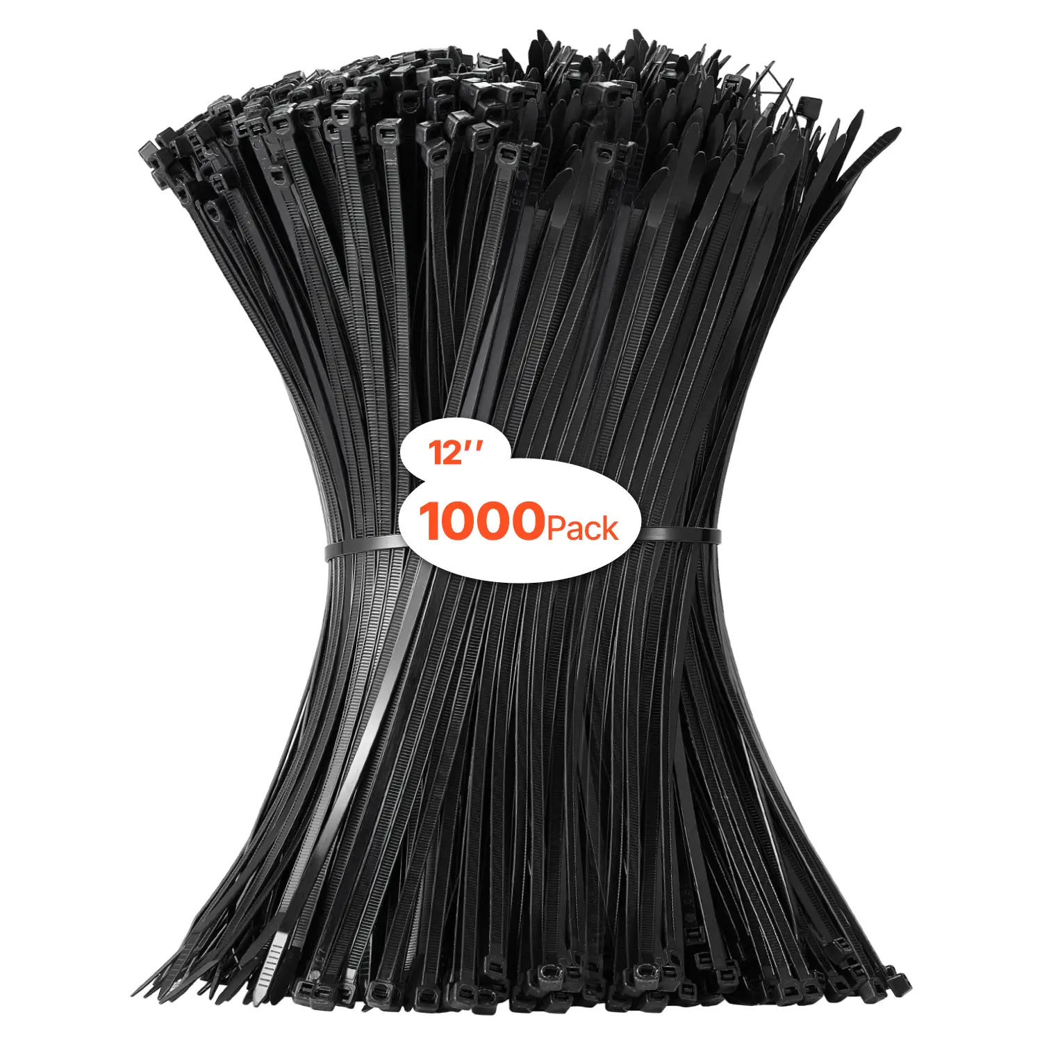VEVOR 1000 Pack Cable Zip Ties, 12-inch Heavy Duty Cable Wire Ties with 50LBS High Tensile Strength, Multi-Purpose Self-Locking Nylon Tie Wraps, Heat