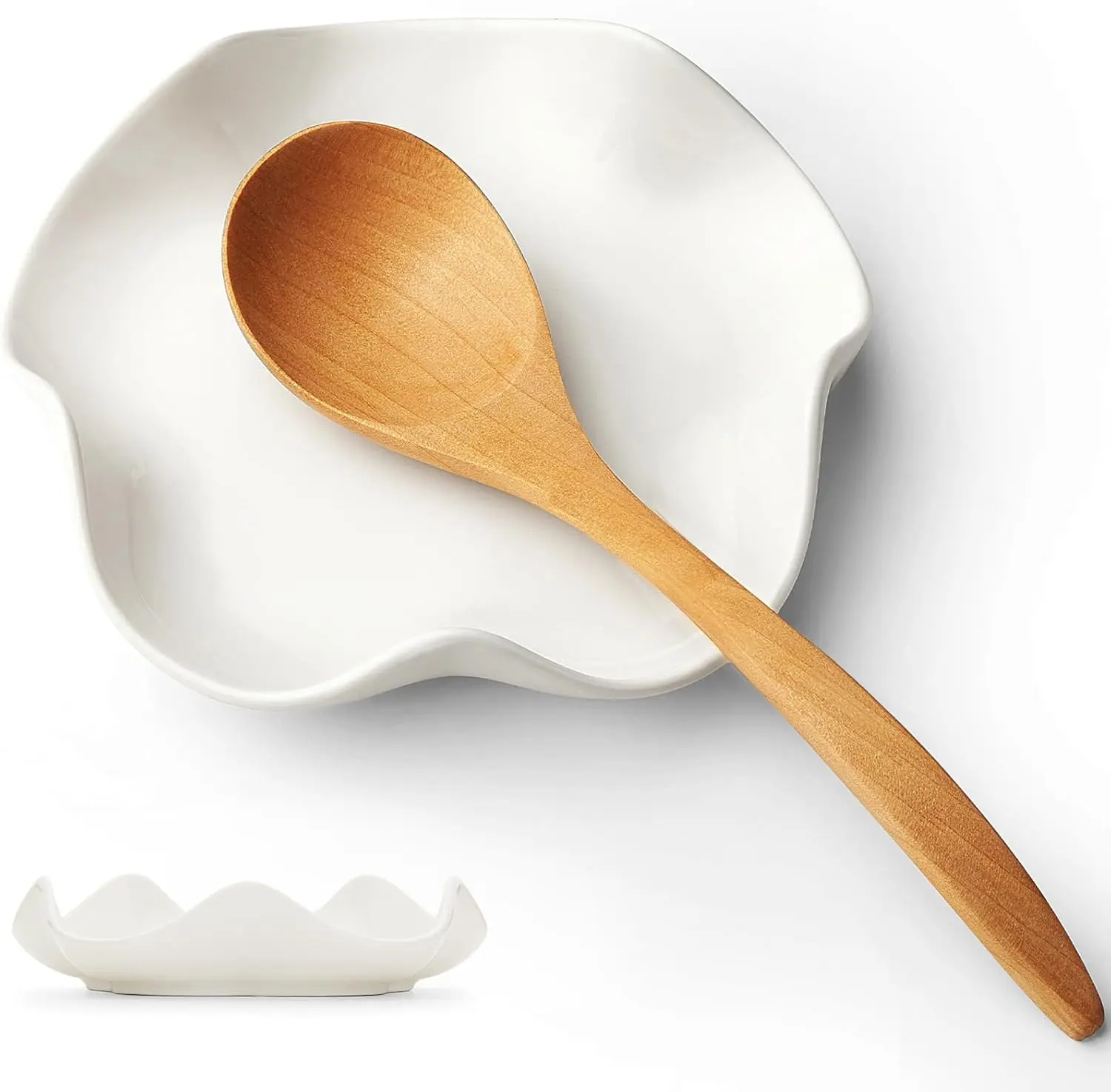 Spoon Rest for Stove Top, 5.3 Inch Ceramic Spoon Holder for Kitchen Counter, Coffee Spoon Holder, Cooking Utensil Rest for Spoons, Ladles, Tong, Heat-Resistant Spoon Rest, Housewarming Gifts
