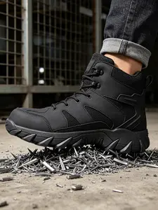 High Top Safety Shoes, Anti-Compression and Piercing, Slip Resistant, Durable Steel Toe, Construction Work Boots, Protective Footwear