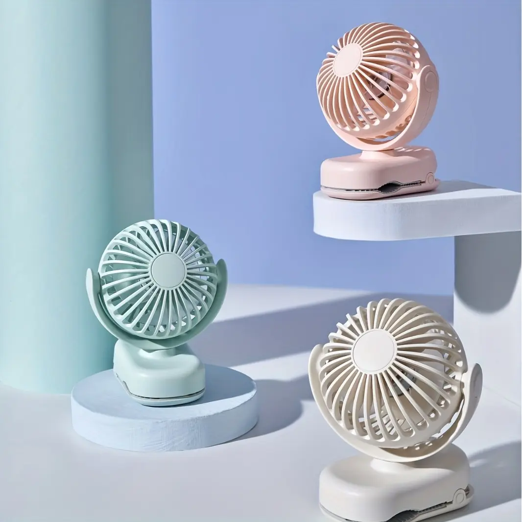 BackToSchool USB Rechargeable Mini Clip Fan, Portable Personal Fan with 3 Speed, Battery Operated Small Desk Fan for Baby Stroller, Camping & Travel