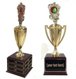 BuyAwardsandTrophies Water Balloon Traveling Trophy with Logo - Plastic Trophy with Base, Awards and Trophies for Sports Competition, Prizes for Adults and Kids Gold, 18"