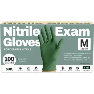 Powder-Free Nitrile Gloves, 100 Count Food Safe Latex-Free Disposable Gloves for Medical Cooking Cleaning Food Prep Green