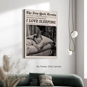1Pc，Modern Style,Retro Style, I Love Sleeping Painting,Wall Art Poster, Vintage Wall Art, Home Decoration, Suitable For Living Rooms, Sofas, Headboards, Hallways, Bedrooms, Bathrooms, Offices, Decorative Items