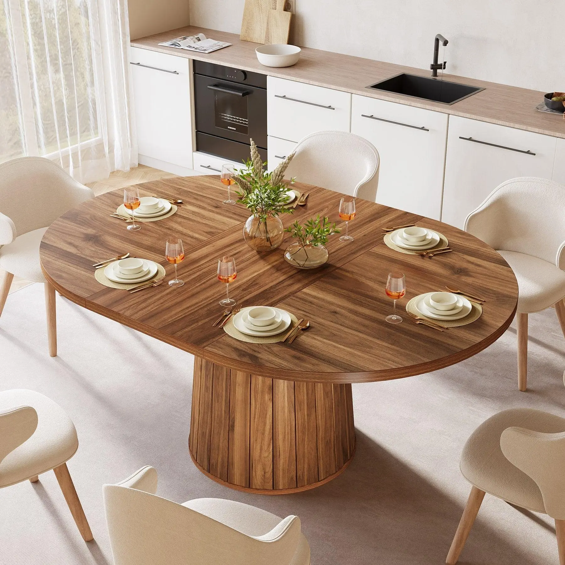 Brown solid wood table