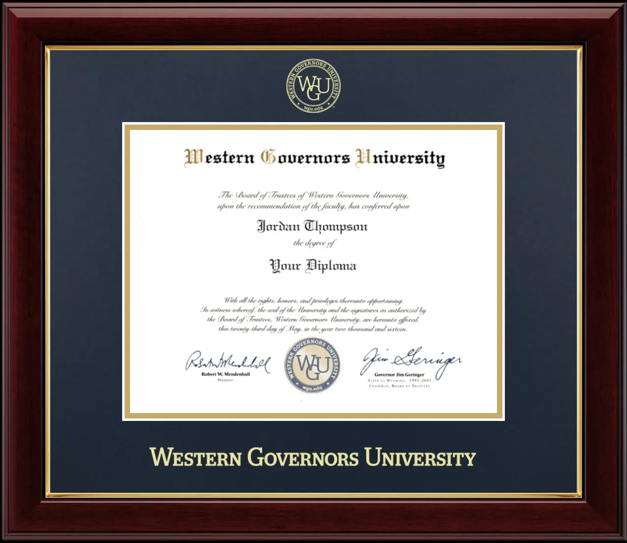 Western Governors University diploma frame - Gold Embossed Diploma Frame