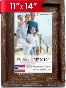Farmhouse Style Rustic Picture Frame - Reclaimed Wood Photo Frame – Signature Wall Picture Frames for Living Room, Bedroom, Office Display - Wooden Frames for Décor Made in USA Espresso