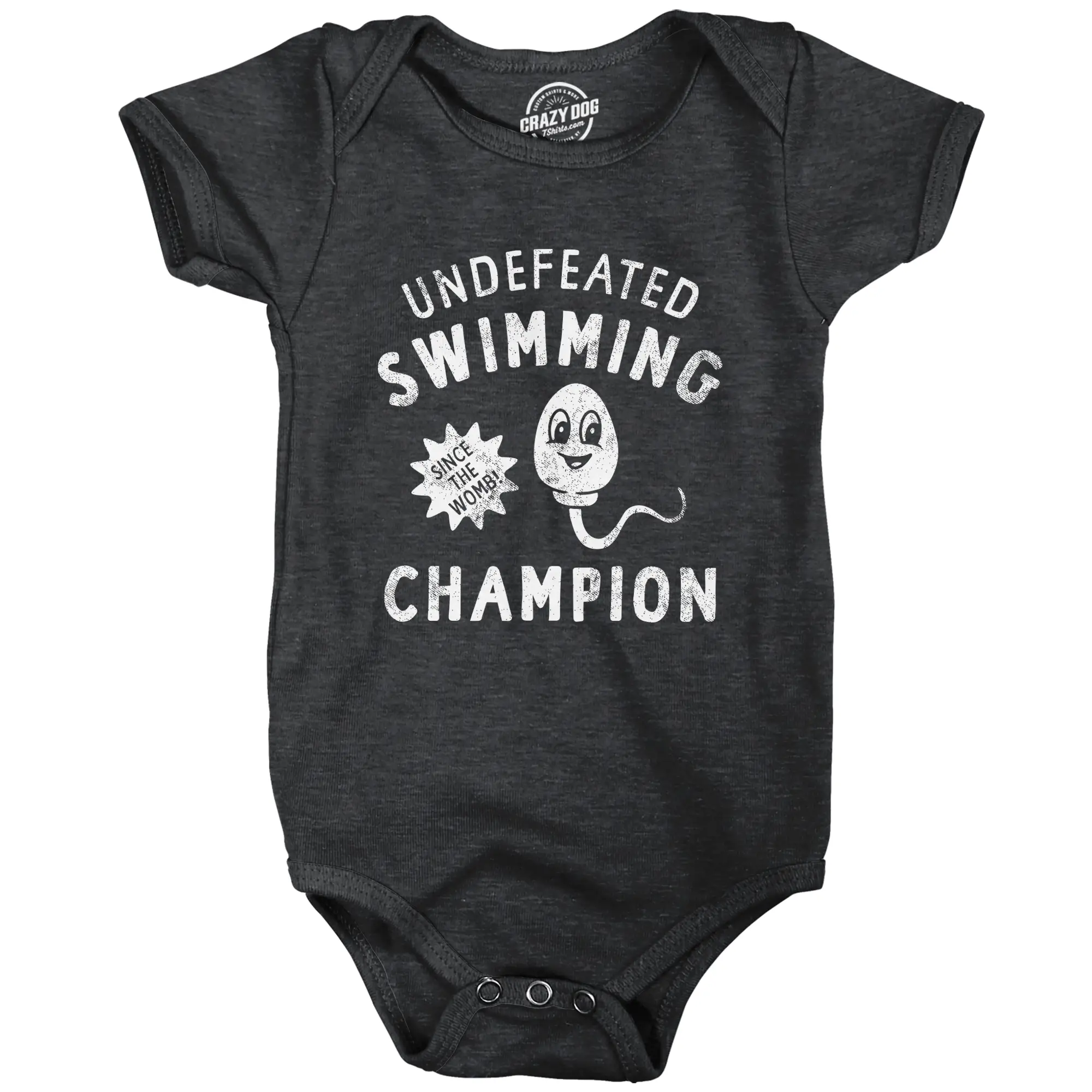 Undefeated Swimming Champion Baby Bodysuit Funny Sperm Joke Jumper for Infants Funny Baby Onesies Funny Sarcastic Onesie Novelty Onesie Black -