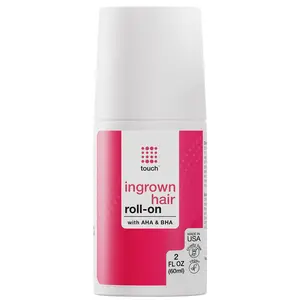 Touch Ingrown Hair Roll On Lotion with AHA/BHA - Intimate Area Ingrown Hair Roll On for Men and Women - Dark Spot Remover for Bikini Area - Prevents Ingrown Hairs & Razor Burn - 2 Oz Body Care Gentle Soothing