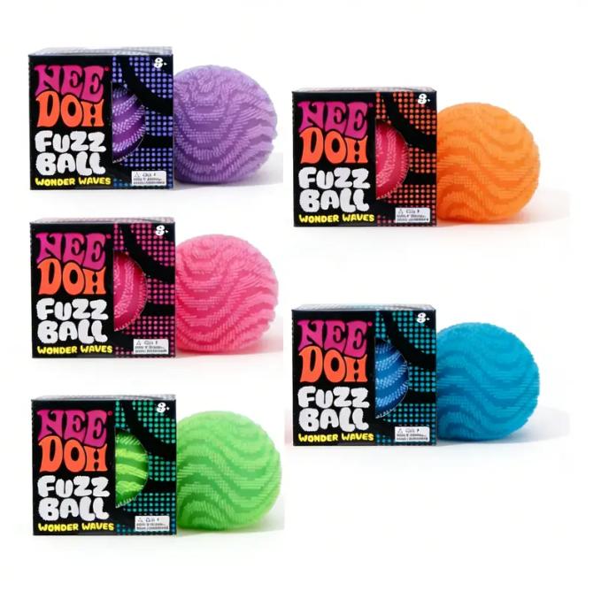 Sensory Squeeze Fidget Toy | Fuzz Ball Wonder Waves | Velvet Wavy Design Ultra Soft Stress Relief Toy for Relaxation, Party Favors & Gifts