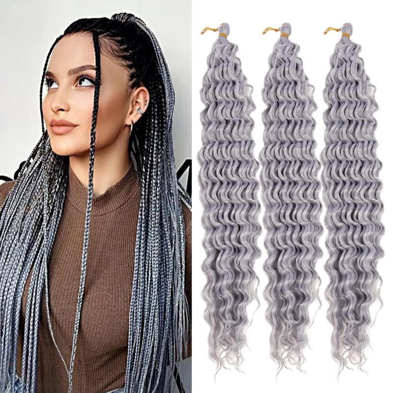 30 Inch Human Braiding Hair for Boho Braids, Deep Wave Bulk Knotless Braids Curly Bohemian Water Wave Braiding(#27, (3 No Weft Bundles/Pack))