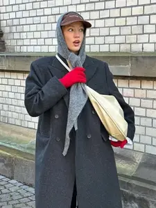 Women's Knit Hooded Scarf Shawl, Wool Wrap Jacket Outerwear, High-Quality Knitted Hijab, Warm Fashion Large Size, Casual Versatile