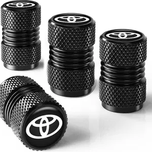 4pcs Aluminum Alloy Metal Car Wheel Tire Valve Air Stem Covers, Fits Toyota Chr Corolla Camry Rav4 Yaris Hilux Prius Avensis Auris Prado Fortuner