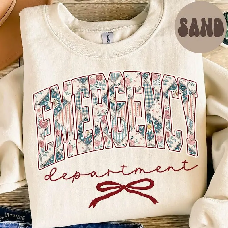 Patchwork Emergency Department Shirt, ER Nurse Sweatshirt, Team Crewneck Top, Nurse Week Apparel, ED Nursing Graduation Gift, Unisex