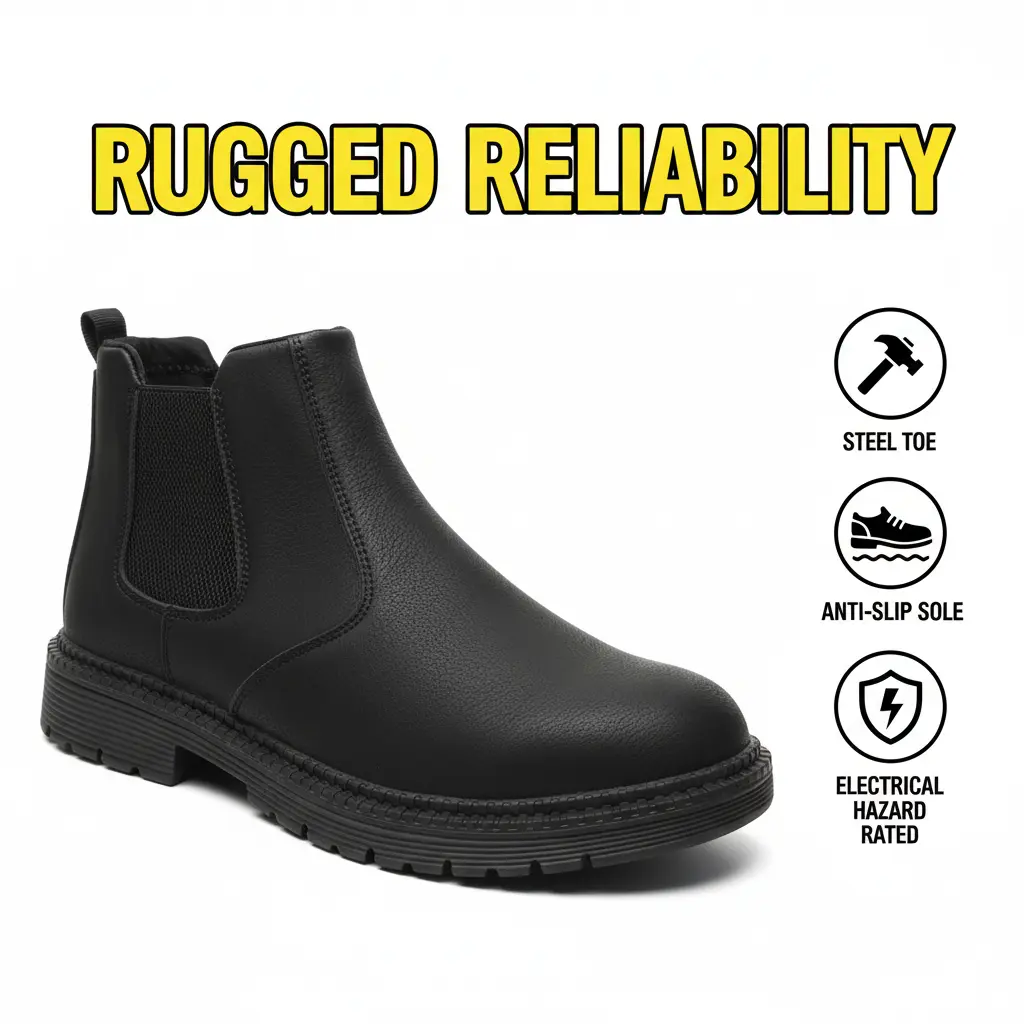 Core Splash-proof Smash-proof Puncture-proof Breathable Safety Shoes Unisex Chef Work Shoe Waterproof Anti-slip Durable Outdoor Comfortable crafted for Plumbers Electricians Roofers and Heavy Meat Packing Operations Men Women