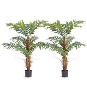Artificial Palm Tree - 4 Ft Tall Faux Plant With Secure PE Material And Anti-Tip Tilt Protection, Low-Maintenance Lifelike Green Fake Tree For Home, Office, Warehouse, Indoor And Outdoor Decor