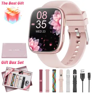 Smartwatch for Women, 1.83-inch AMOLED Touchscreen Fitness Tracker with Bluetooth Calling, Fitness Watch with Heart Rate/Sleep Monitor/100+ Sports, IP67 Waterproof Smartwatch for Android and iOS（7-in-1 Gift Box）