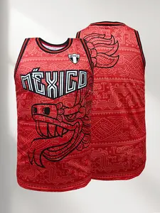 High Quality Mexico Tribal Pattern Basketball Jersey Unisex Sleeveless Mesh Tank Top Aztec Style Hip Hop Streetwear Casual Daily Wear Party Game Outfit S-3XL