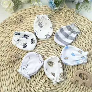 Baby Anti-Scratch Gloves, Breathable Newborn Hand & Foot Protection, Style Infant Mitts, Random Colors, 1 Pack of 6 Pairs