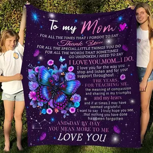 JOOCAR Cozy Flannel Throw Blanket for Mom - Warm, Soft Digital Print - Perfect Mother's Day Gift from Daughter or Son - Versatile for Bed, Sofa, Chair & Travel - Purple