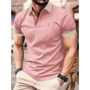 Classic Fit Geometric Polo Shirts - Soft 100% Polyester Knit Fabric, Breathable, Moisture-Wicking, Short Sleeve, Lapel Collar, Button Details, Casual Sport Style, Perfect for Summer Outings, Outdoor Activities, and Daily Wear