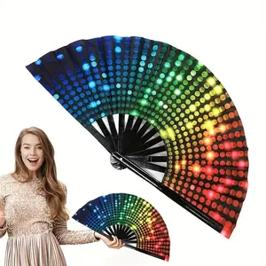 Folding Hand Fan, 1 Count LED Light Up Lightweight Hand Fan, Handheld Fan for Cooling, Dance, Decoration & Wedding, Party Supplies