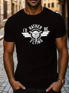 Men's Fighter "I'D RATHER BE FLYING" Aviation Tee • Casual Short Sleeve T-Shirt • Suitable for Aviation Events & Casual Attire • Machine Washable Round Neck Top with Fighter