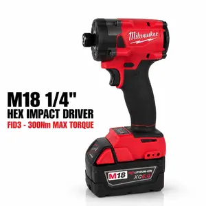 Milwaukee M18 FID3 18V Cordless Screwdriver, 1/4 Inch Chuck, 4-Speed, 300Nm Torque, For Construction, Equipment Disassembling, Home And Garage Maintenance Tasks