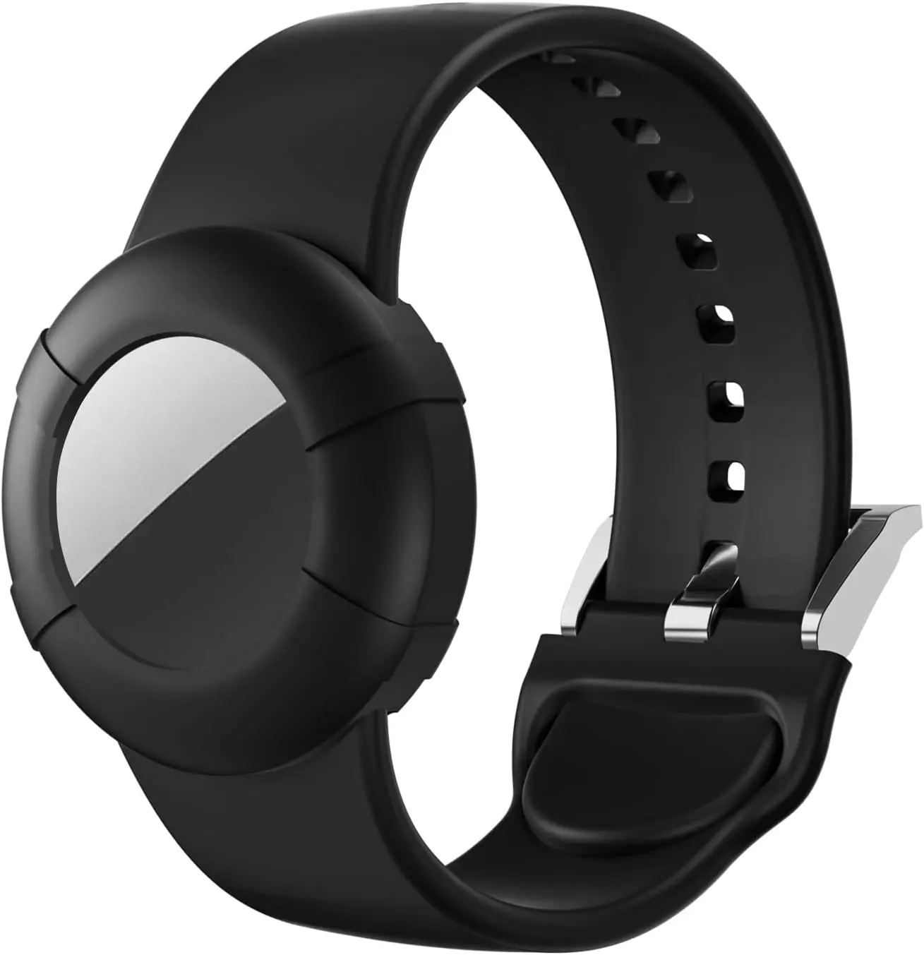 Adults' AirTag Bracelet - Soft Wristband with Anti-Lost, Anti-Scratch Protection Case Cover Holder (Black)