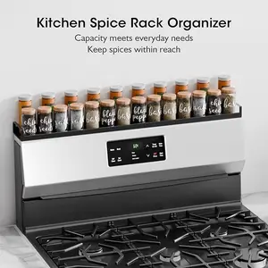 4X Strong Magnetic Shelf for Stove Top, 30" Adjustable Oven Shelf Spice Rack Over the Stove, Seasoning Organizer Kitchen Shelves, Matte Black