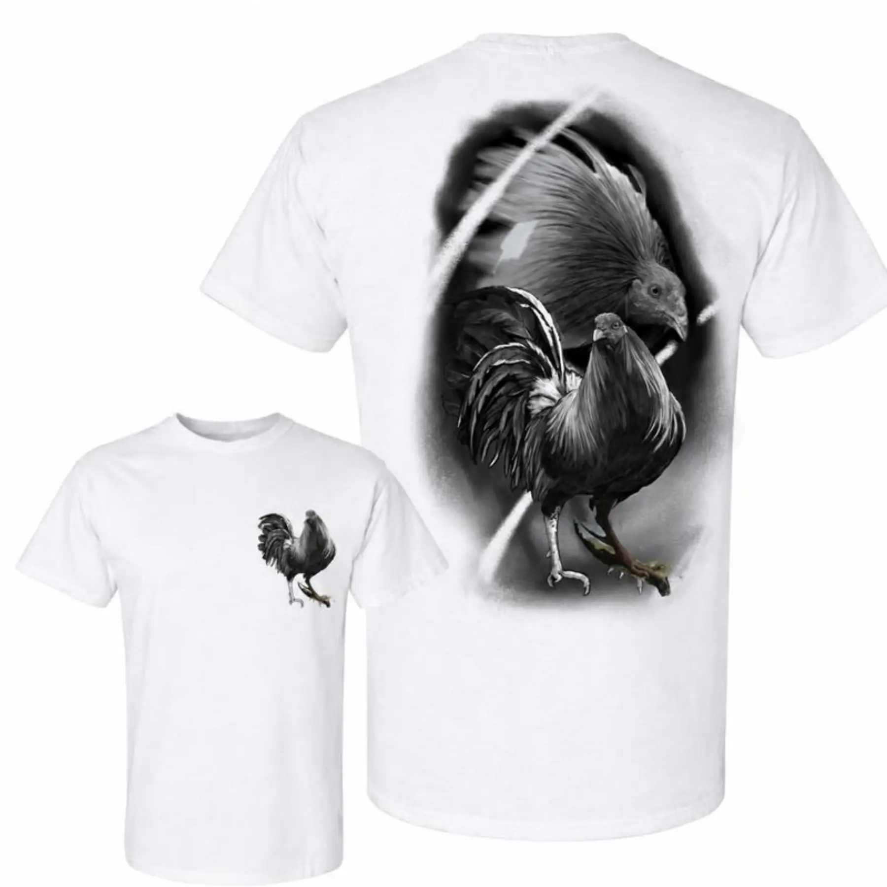 Gamefowl T-Shirt - Fighting Rooster Graphic Tee, Game Farm Chicken Shirt, Black Gamefowl Breeder Apparel, Rooster Lover Gift, Farm Life 100% Cotton T-Shirt