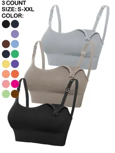 3pcs Maternity Nursing Bras, Sexy Front Opening Breastfeeding Lingerie, Comfortable Underwire Bra, Women's Everyday Wear