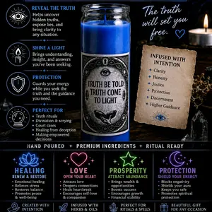 Truth Be Told Truth Come To Light  Ritual Candle Glass 8in Tall