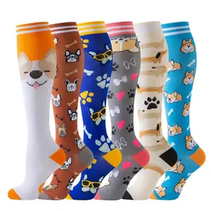 6 Pairs Women's Breathable Compression Socks, Graduation Long Tube Knee-High Socks for Running, Nursing, Hiking, Best Support